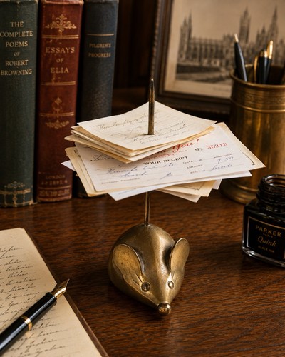 Vintage brass mouse note - brass,
