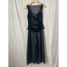 Vintage Roberta Womens Crushed Velvet Whimsigoth Chiffon Jumper Size 7/8 Witchy