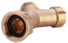 Brass Washing Machine Hose & Tap Y Piece 3/4" Splitter Joiner Connector & Washer