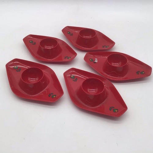 Vintage red egg cups set - red,