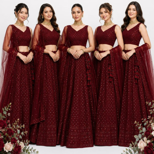 Maroon bridesmaid lehenga - bridesmaid,