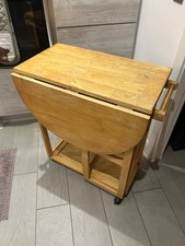 Beech Wood Kitchen Trolley Butchers Block with Extending Table