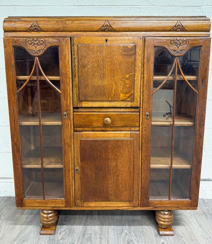 Antique art deco oak secretary - art,
