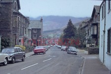 35mm Slide 1970's Ford Cortina 7 Various BMC Cars on unidentified Seaside Street