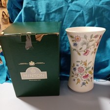 Minton Haddon Hall Vase & Original Box, Floral Bone China England Vintage