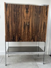 MERROW ASSOCIATES ROSEWOOD AND CHROME COCKTAIL DRINKS CABINET- vintage retro