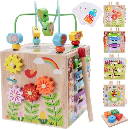 Wooden activity cube - wooden,