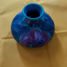 Moorcroft Embossed Floral and Berries Motif Baluster Vase, Signed