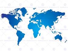 World Map Blue White Photo Art Print Poster Picture Bmp1563A