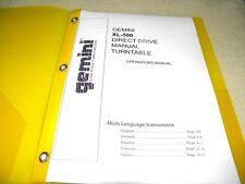 GEMINI XL-500 DIRECT DRIVE TURNTABLE OWNERS MANUAL FREE SAME DAY SHIPPING 12.95 