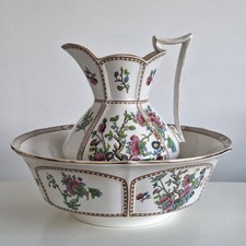 Indian Tree Wash Basin Pitcher Jug Set by Wilkinson Ltd Staffordshire Antique