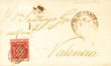 Community Valenciana. Postal History. Sur 24. 1854. 6 Quarts Carmin. Murvi