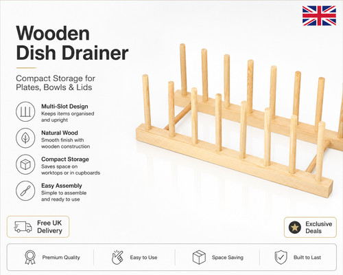 Wooden dish drainer - wooden, plate