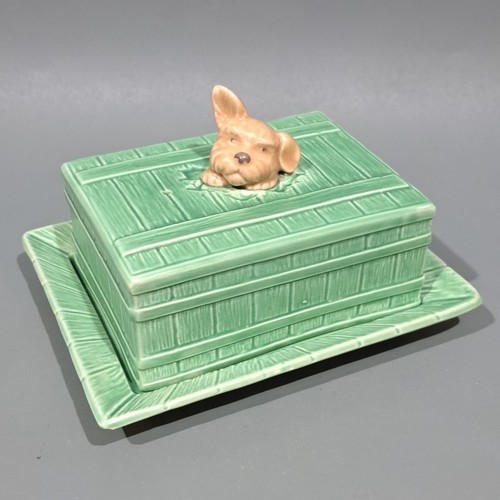 Sylvac pottery dog butter dish - sylvac,