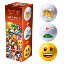 Emoji Novelty Golf Balls Gift Set Beer Happy Golfer Stocking Filler Secret Santa