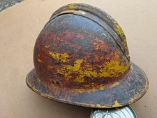 French Army Military M1926 Adrian Helmet fire yellow red artillery WWII painted