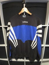Vintage Adidas Sweatshirt 90's 40/42 XL Black Blue Football Centre Logo