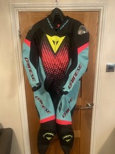 Dainese Laguna Seca 6 Perforated One Piece Leather Suit - Black / Water / Fuxia