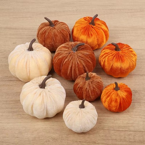 9pcs velvet pumpkins autumn - 9pcs,