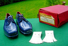 Vtg Ladies  Stylo Barratt Blue "Green Sneaker" Golf Shoes Metal spikes Size 5UK