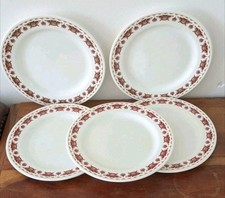 5 X Vintage Retro Wedgwood Metallised Red White Scroll  Plate 26  cm