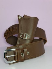 Leather Gun Holster Belt Cowboy Western Style Simple Brown Genuine Leather NEW