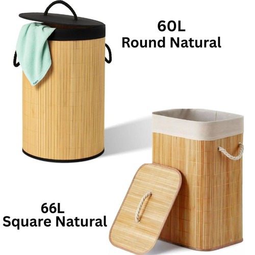 Bamboo laundry basket with lid - laundry,