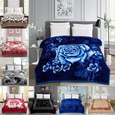 Heavy Weight 2PLY Blanket Reversible Soft Warm Bed Throw King Size Comforter