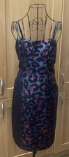Marc Jacobs Leopard Print Black Silver Pink Lurex 80’s bustier Dress U.K.10 