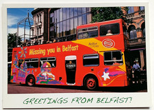 Missing You In Belfast Red Tour Bus Guinness Postcard - unused