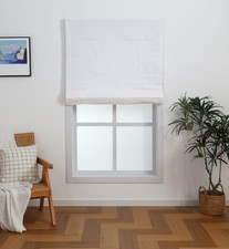 Linen Blend Cordless Roman Blinds – Light Filtering Pull Down Window Treatmen...