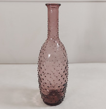 Purple Glass Stem Vase With Hobail Pattern 28cm Height Vintage Flowers