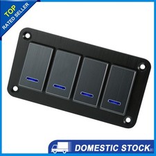 Universal 4 Gang Rocker Switch Panel OFF Pre-Wired Toggle Switch Black Pack of 1