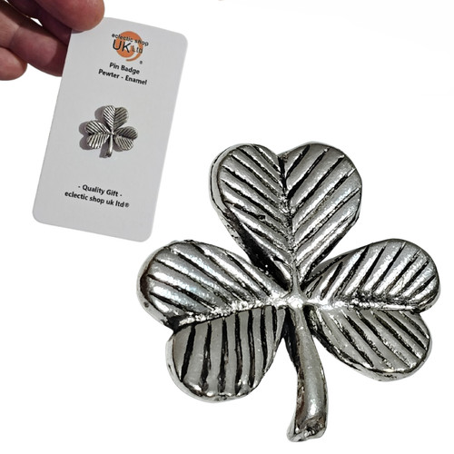 Shamrock pin badge pewter - shamrock,