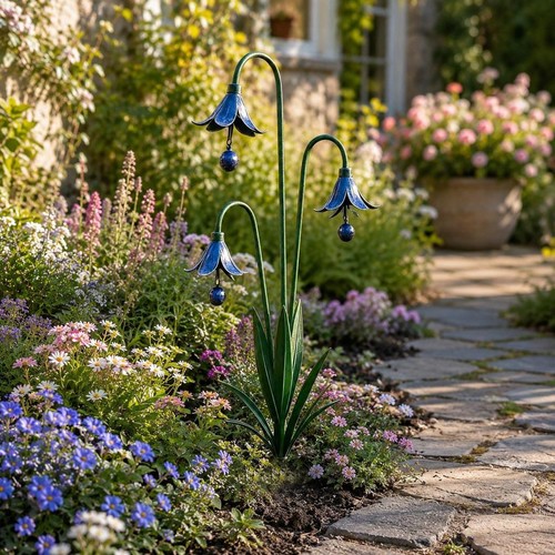Triple bluebells garden stake - bluebells,
