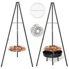 Large Camp Fire Tripod Grill Outdoor with Adjustable Height BBQ Grate&Bowl 1.5M