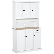 HOMCOM Kitchen Cupboard Storage Cabinet with Adjustable Shelves, White