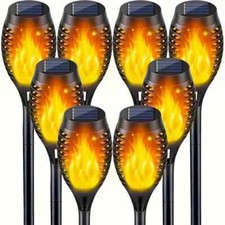 3/5 Pcs Solar Flickering Flame Effect LED Torch Lights Outdoor Garden Path Stake