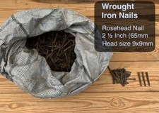 Hand Forged Rose Head Wrought Iron Nails Traditional Old rustic 2.5" 1kg box