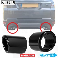2x Exhaust tips upgrade Gloss Black for Range Rover Sport L494 Diesel tailpipe 