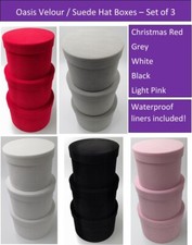 Oasis Velvet Symphony Lined Hat Box Set of 3 Christmas Velvet Hat Box