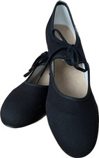 Katz Low Heel Black Canvas Tap Shoes with Toe Taps UK 8 (Adult) Two Eyelet Laces