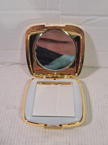 Vintage gold tone white enamel - vintage,