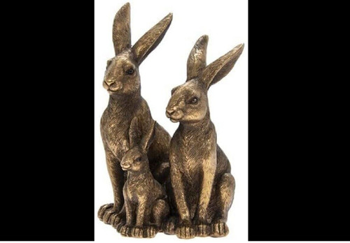 Bronzed effect hare family - bronzed,
