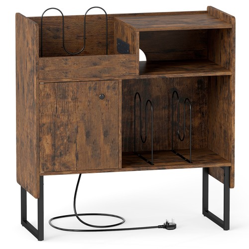 Record player stand with power - record,