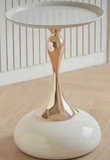 Stunningly Elegant Enamelled Cream Italian Style Side Table - Brand New In Box