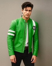 Ben 10 Costume Leather Jacket | Halloween Ben 10 Green Leather Jacket