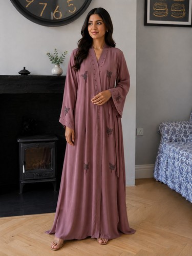 Butterfly embroidery abaya - butterfly,