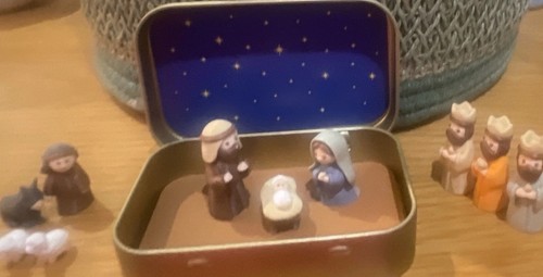 Mini nativity set - set, tin