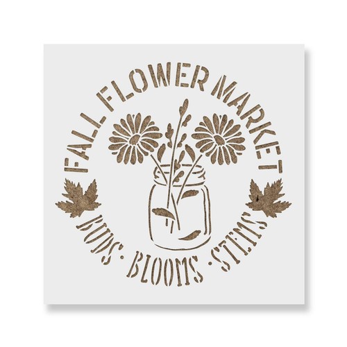 Fall flower market stencil - fall,